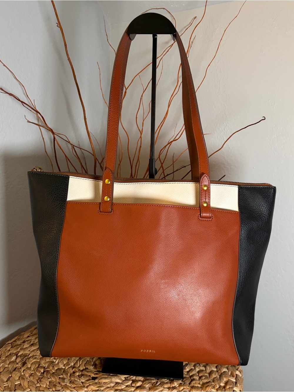 FOSSIL TRI-COLOR SHOULDER HANDBAG TOTE w/ DUST BAG